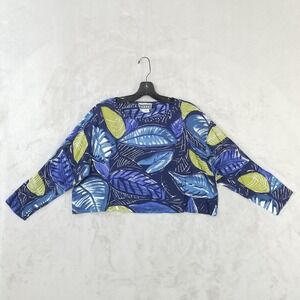Vintage Crop Blouse Women M Beaded Multicolor Leaves Art Eclectic Pullover Top